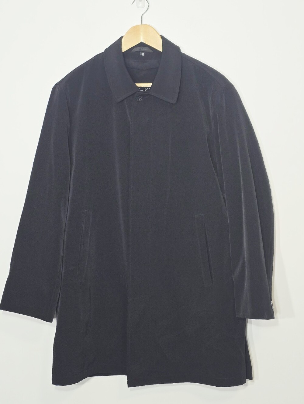 Calvin Klein Black Double Layed Trench Wool Blend Jacket Size 36S